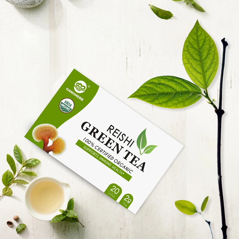 Free Sample Premium High Quality Wholesale 100% Organic Reishi Mushroom Lingzhi Extract Green Tea Bag Ganoderma Tea